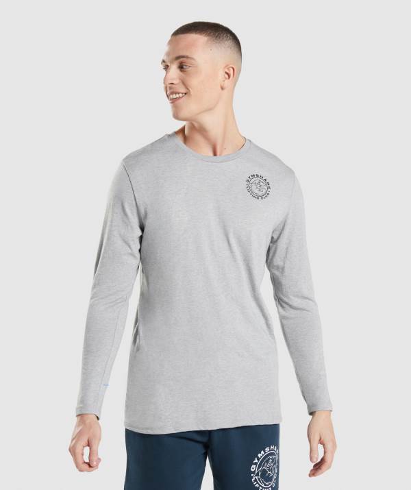 Panske Mikiny Gymshark Legacy Long Sleeve Svetlo Siva | YJ3576904